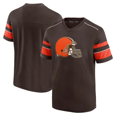 Cleveland Browns Fanatics Branded Textured Hashmark V-Neck T-Shirt - Brown