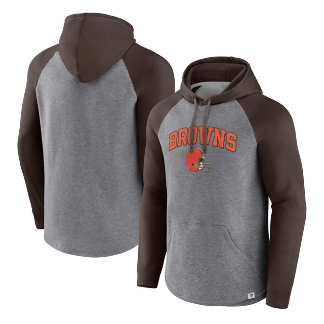 Men's Mitchell & Ness Orange/Heathered Gray Cleveland Browns Head Coach Pullover Hoodie Size: Large