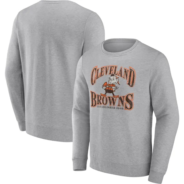 Men's Antigua Black/Heather Gray Cleveland Browns Victory Colorblock Pullover Hoodie Size: Large