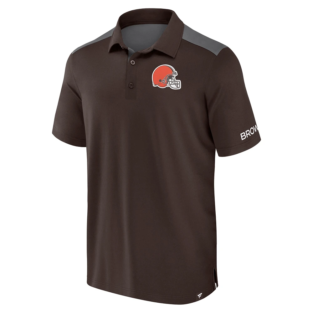 Men's Fanatics  Brown/Gray Cleveland Browns Colorblock Polo