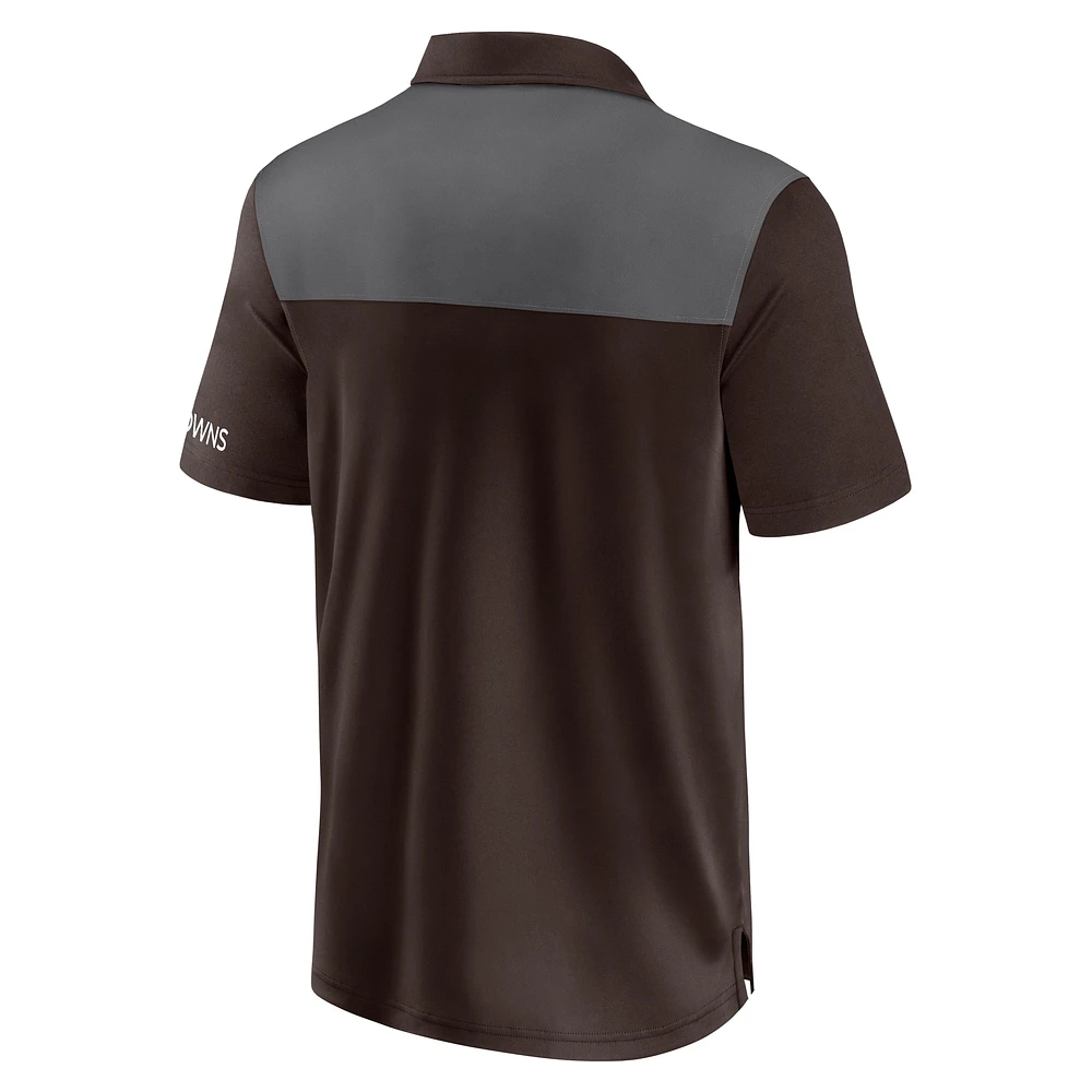 Men's Fanatics  Brown/Gray Cleveland Browns Colorblock Polo