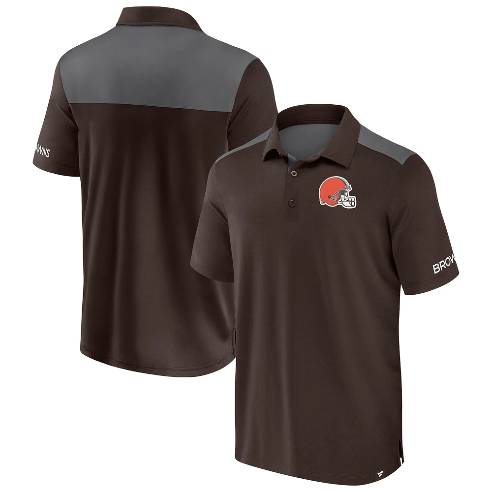 Men's Fanatics  Brown/Gray Cleveland Browns Colorblock Polo