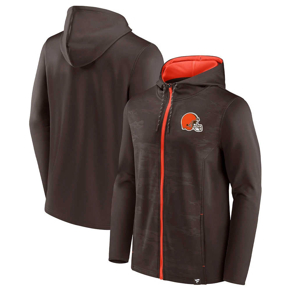 Sweat à capuche entièrement zippé pour hommes Fanatics marron/orange Cleveland Browns Ball Carrier