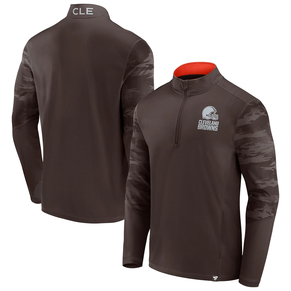 Veste Fanatics pour hommes marron/orange Cleveland Browns Defender Quarter-Zip