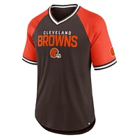 Men's Fanatics Brown/Orange Cleveland Browns Hashmark Raglan T-Shirt