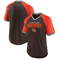 Men's Fanatics Brown/Orange Cleveland Browns Hashmark Raglan T-Shirt