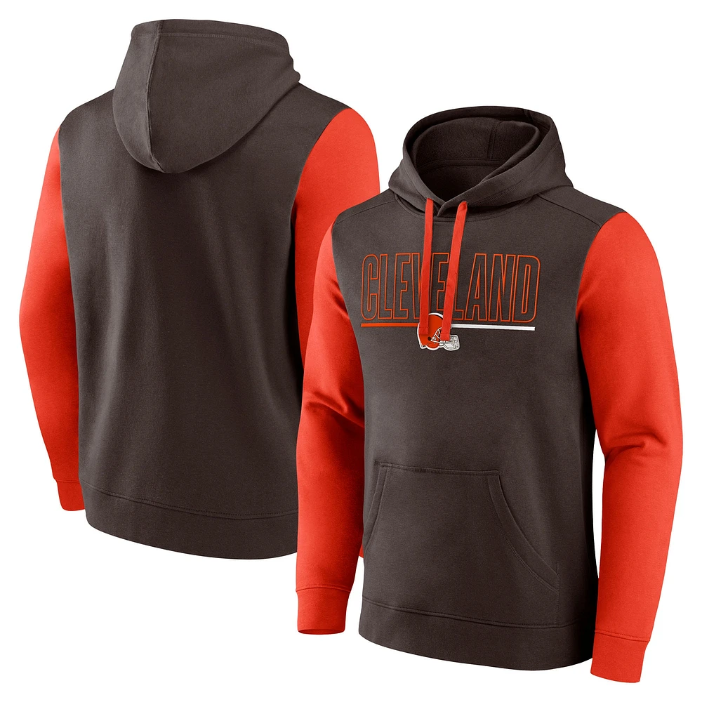 Sweat à capuche enfiler Fanatics marron/orange Cleveland Browns Outline pour hommes