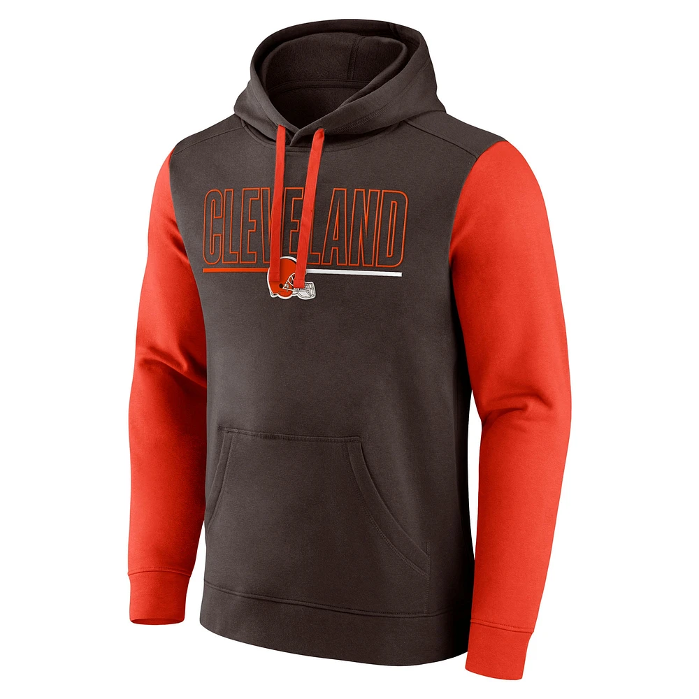 Sweat à capuche enfiler Fanatics marron/orange Cleveland Browns Outline pour hommes