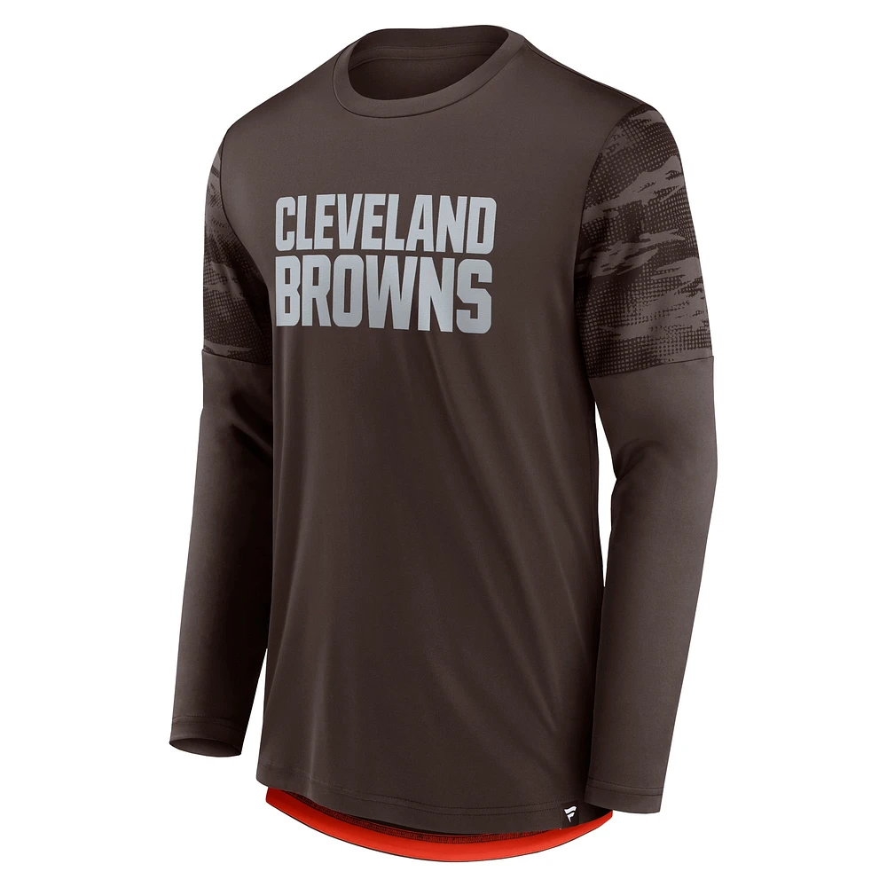 T-shirt à manches longues Fanatics marron/orange Cleveland Browns Square Off pour hommes