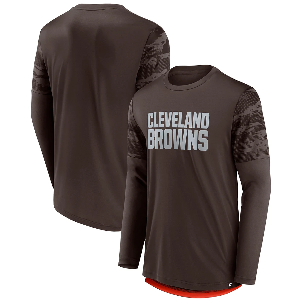 T-shirt à manches longues Fanatics marron/orange Cleveland Browns Square Off pour hommes