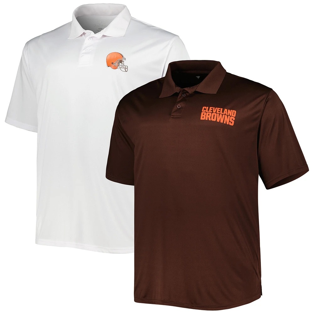 Ensemble de deux polos unis Cleveland Browns Fanatics marron/blanc pour hommes