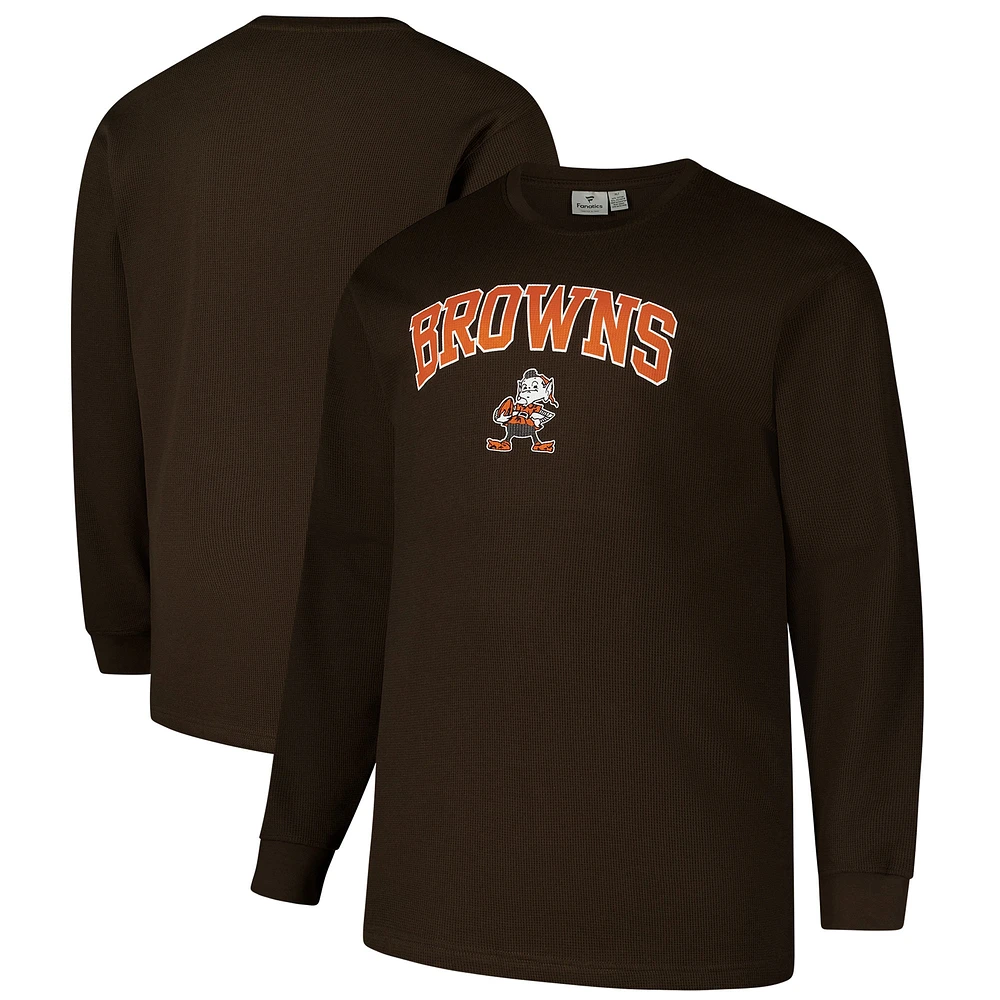 Men's Fanatics Brown Cleveland Browns Big & Tall Throwback Thermal Long Sleeve T-Shirt