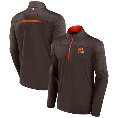 Veste marron Fanatics pour hommes Cleveland Browns Defender Evo à quart de zip