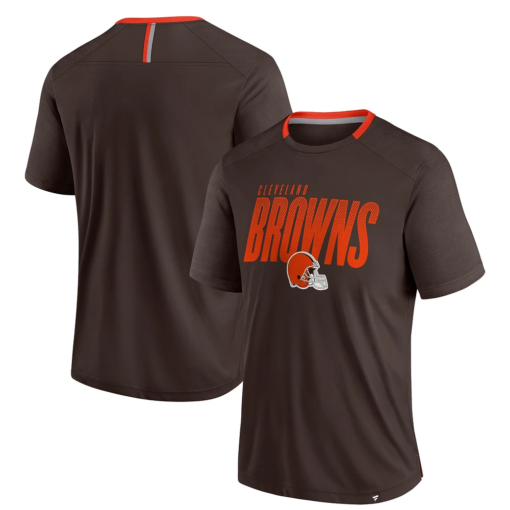 T-shirt Fanatics pour homme, marron, Cleveland Browns Defender Fade Slant