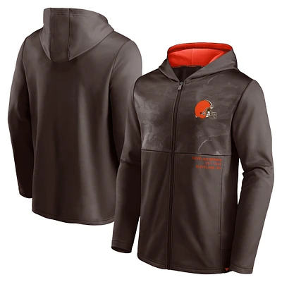 Veste à capuche entièrement zippée Fanatics marron Cleveland Browns Defender pour hommes