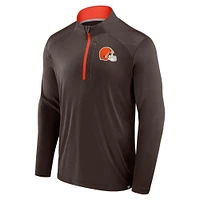 Men's Fanatics Brown Cleveland Browns Defender Long Sleeve Quarter-Zip Jacket