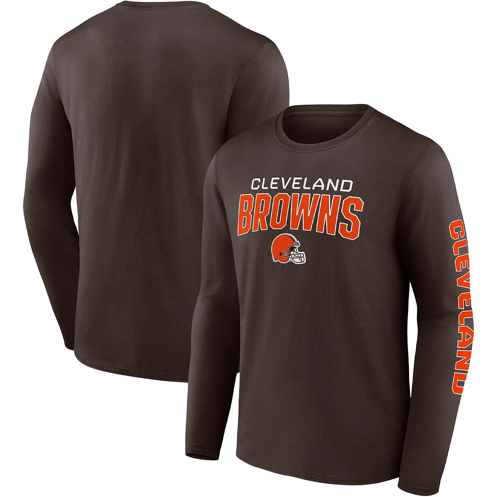 T-shirt marron à manches longues Fanatics pour hommes Cleveland Browns Go the Distance