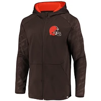 Chandail à capuchon glissière pleine longueur défenseur emblématique des Cleveland Browns de marque Fanatics pour homme