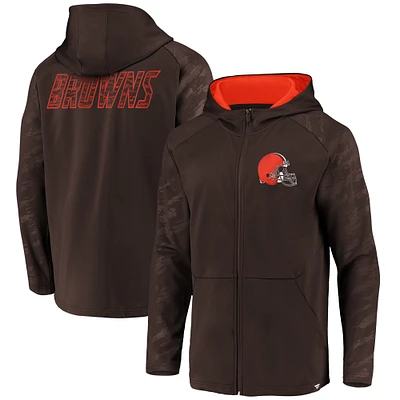 Chandail à capuchon glissière pleine longueur défenseur emblématique des Cleveland Browns de marque Fanatics pour homme