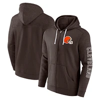 Sweat à capuche entièrement zippé pour hommes Fanatics marron Cleveland Browns Offensive Lineup