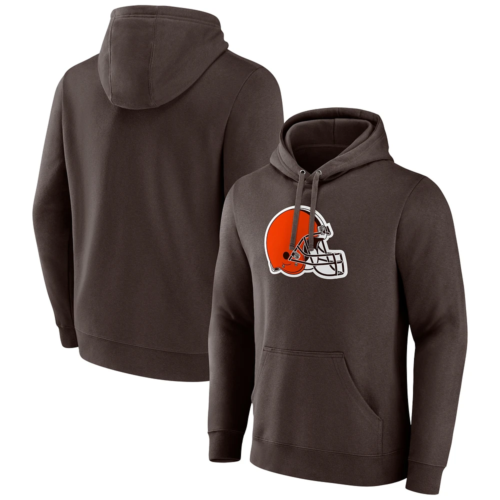 Men's Fanatics Brown Cleveland Browns Primary Logo Fleece Pullover Hoodie