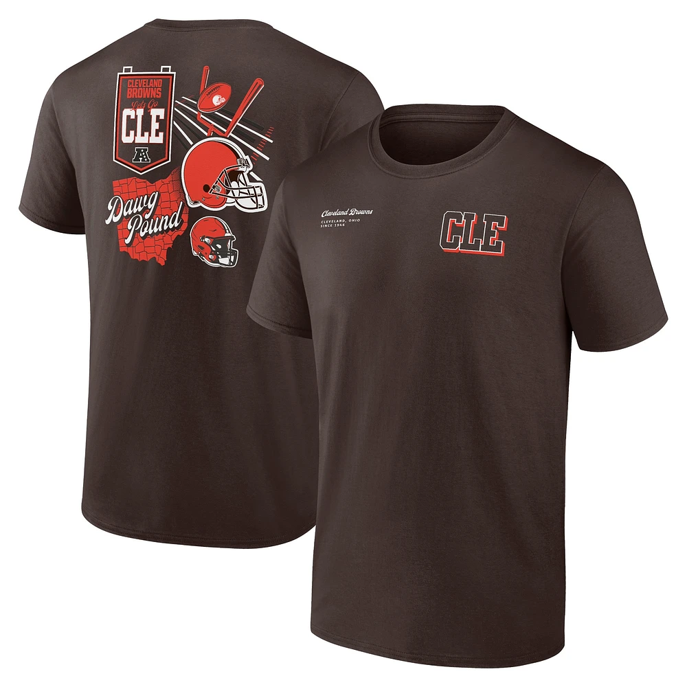 T-shirt marron Fanatics Cleveland Browns Split Zone pour hommes