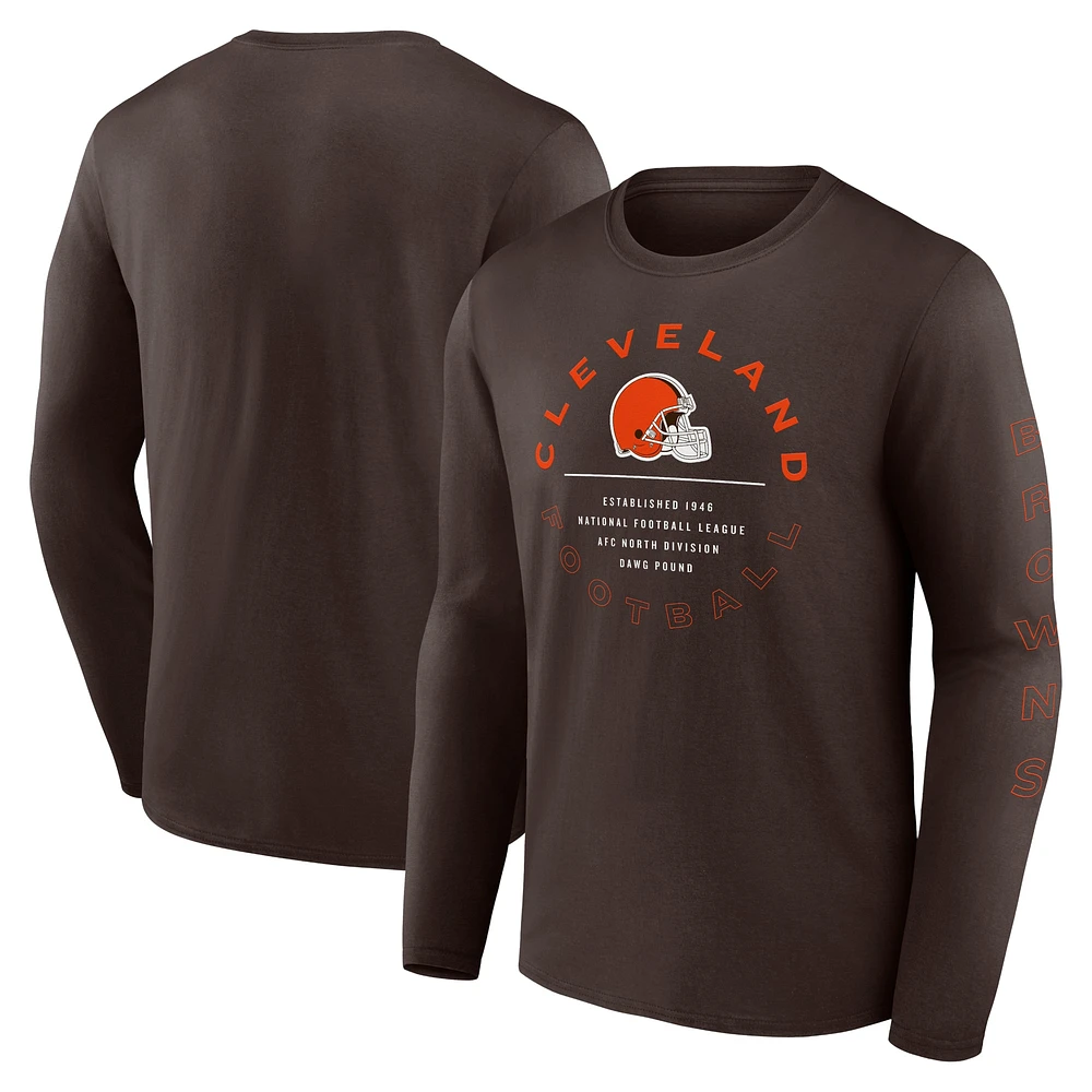 T-shirt marron à manches longues Fanatics Cleveland Browns Stat Sheet pour hommes