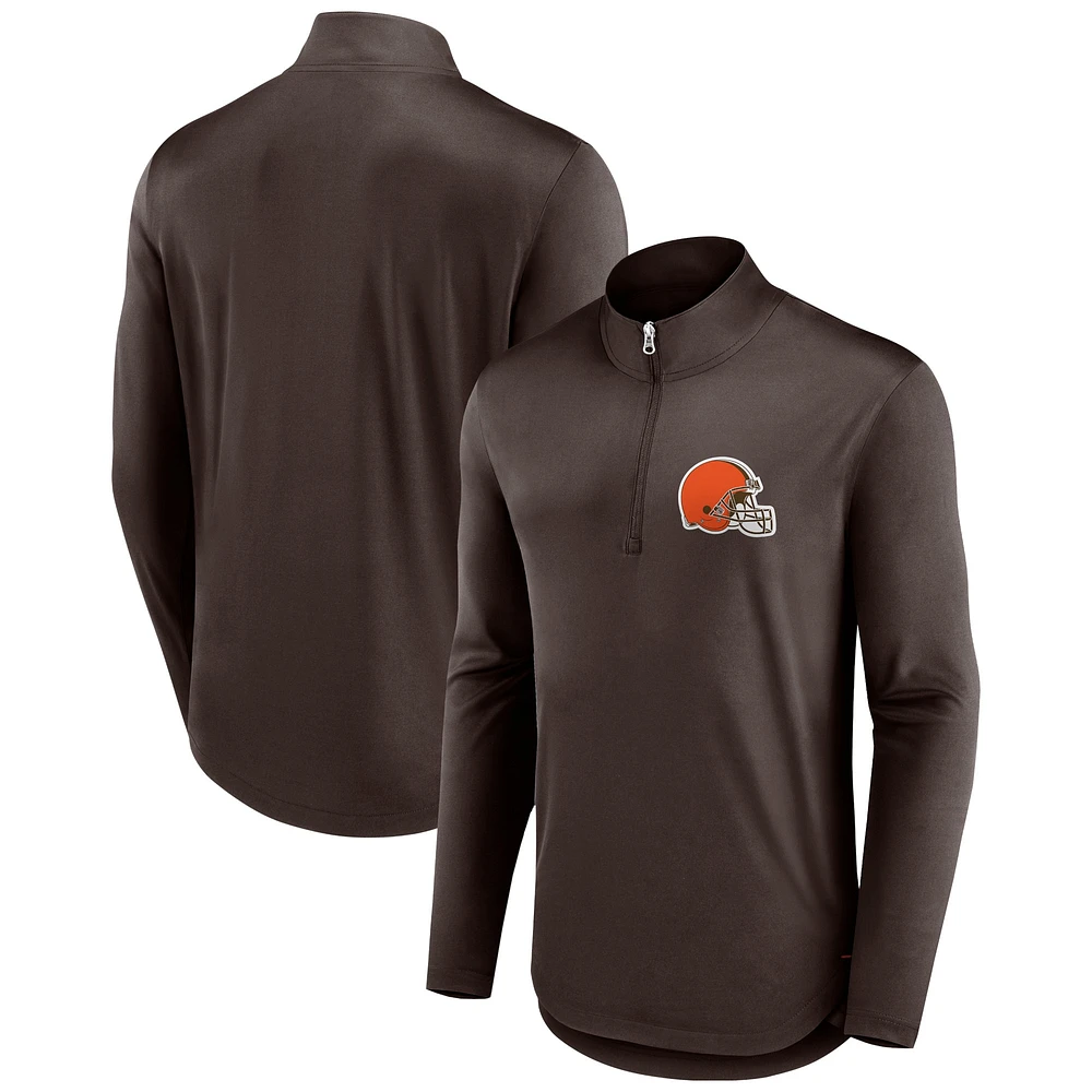 Men's Fanatics Brown Cleveland Browns Tough Minded Quarter-Zip Top