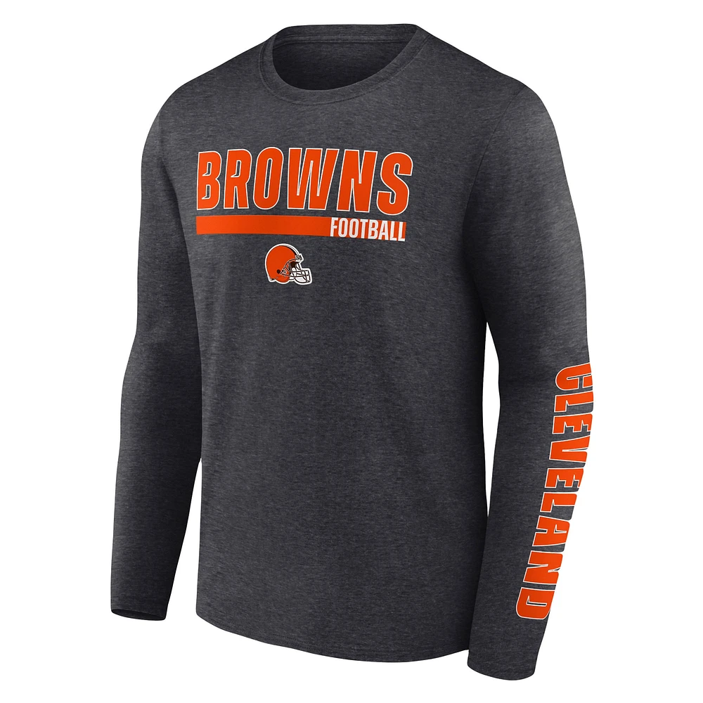 T-shirt à manches longues Fanatics Charcoal Cleveland Browns pour hommes