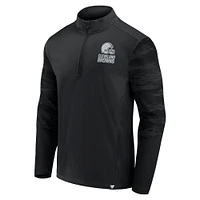 Men's Fanatics Cleveland Browns Blackout Ringer Quarter-Zip Top