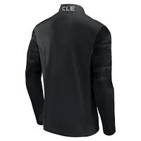 Men's Fanatics Cleveland Browns Blackout Ringer Quarter-Zip Top