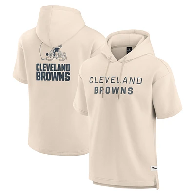 Sweat à capuche manches courtes Fanatics pour hommes, couleur crème, Cleveland Browns Elements Future Ground Lettering