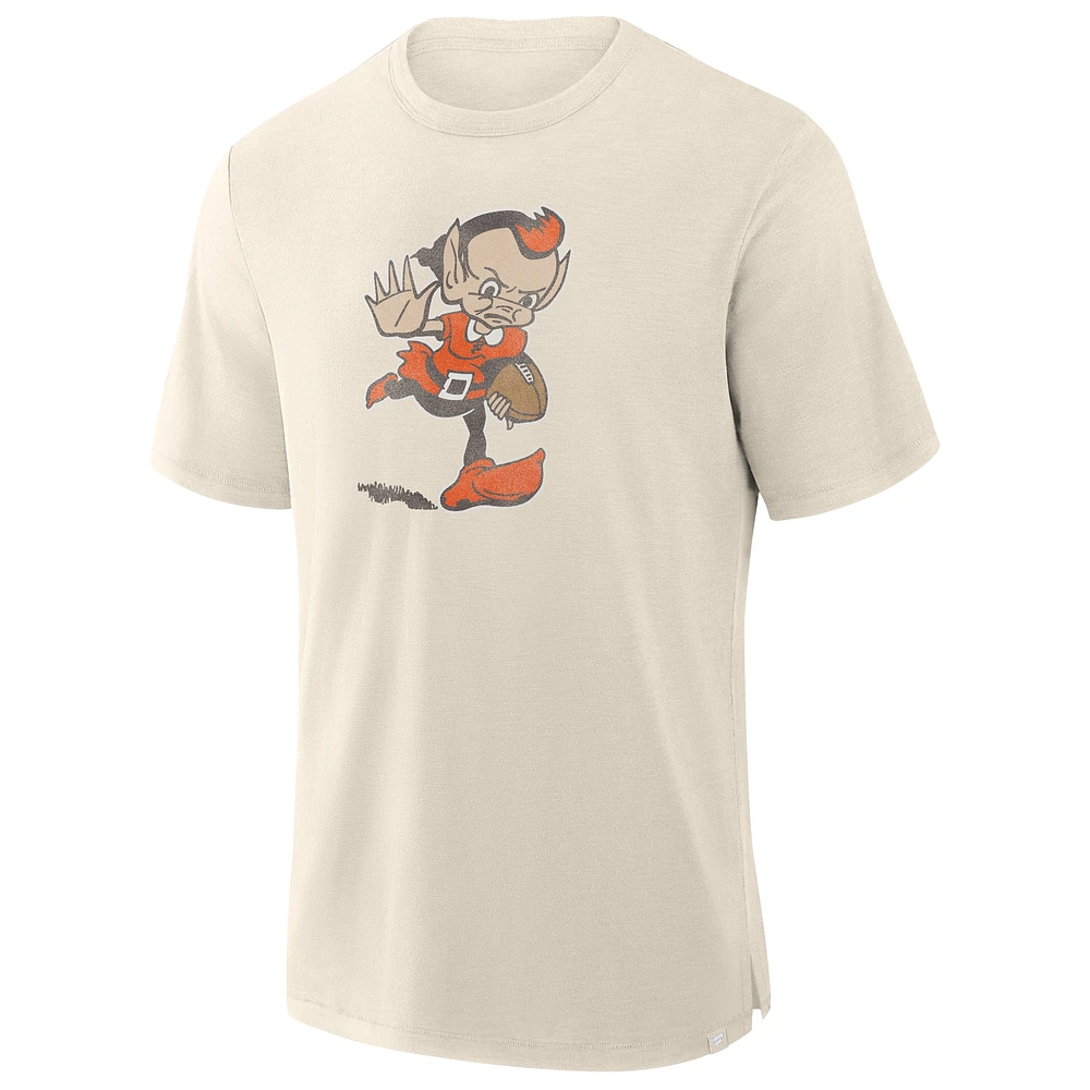 T-shirt fanatique pour homme en tissu flammé Cleveland Browns crème