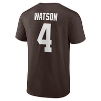 T-shirt avec nom et numéro d'icône de joueur des Cleveland Browns marque Fanatics pour hommes Deshaun Watson Brown