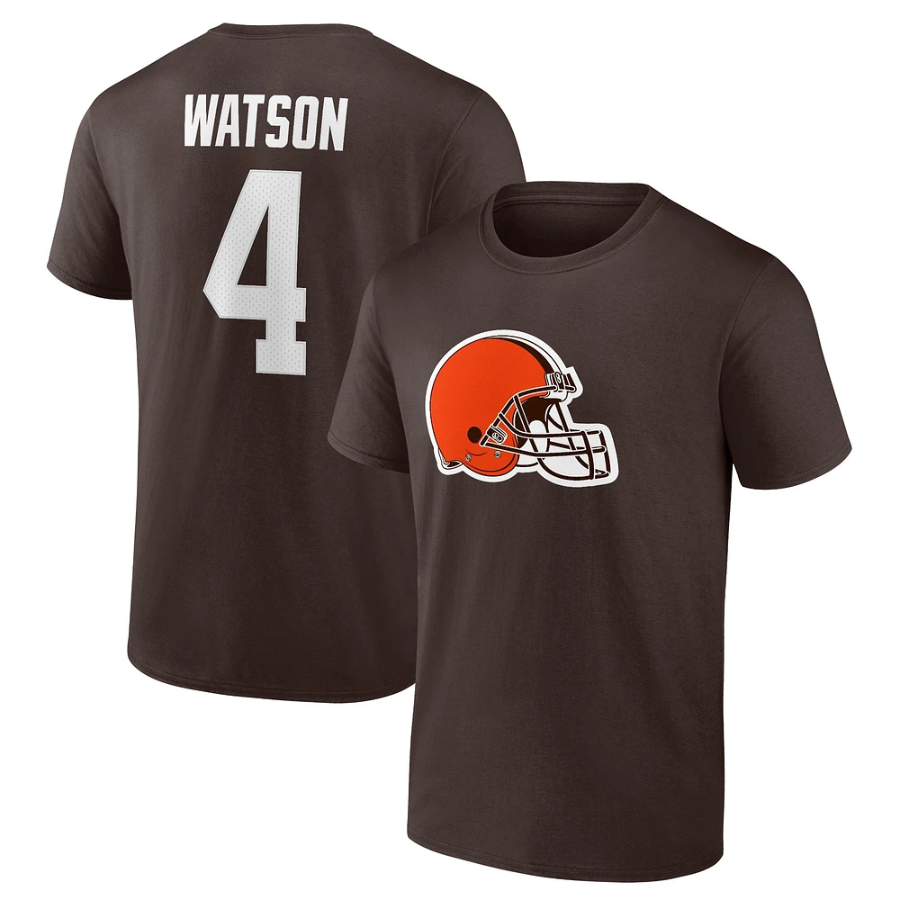 T-shirt avec nom et numéro d'icône de joueur des Cleveland Browns marque Fanatics pour hommes Deshaun Watson Brown