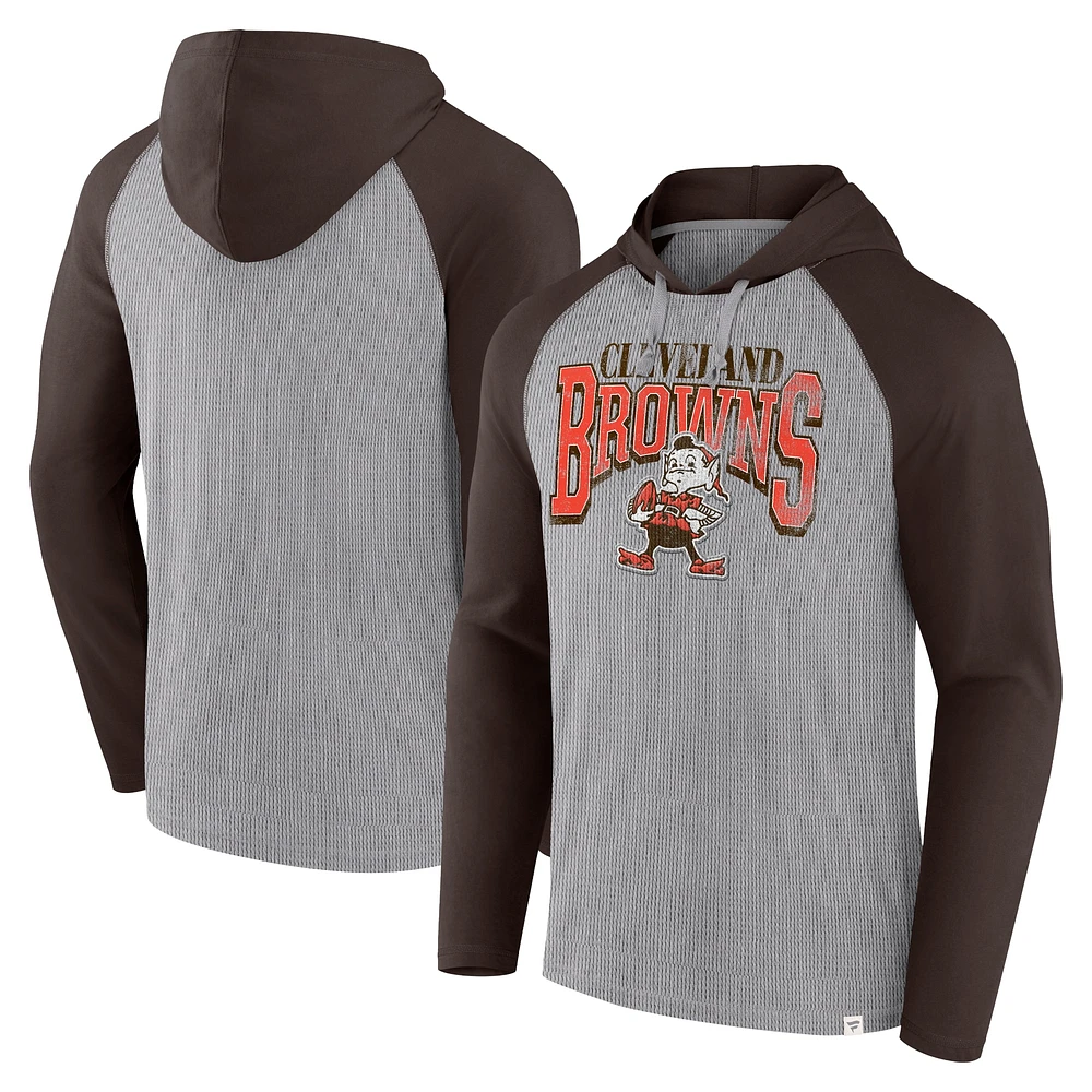 T-shirt à capuche manches longues Fanatics pour hommes, gris/marron, Cleveland Browns Under Center