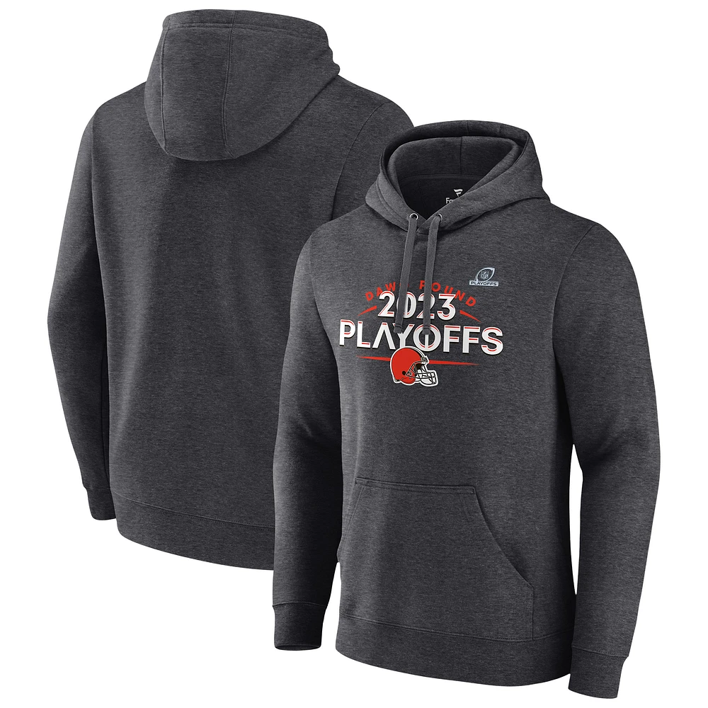 Sweat à capuche en polaire pour hommes Fanatics Heather Charcoal Cleveland Browns 2023 NFL Playoffs