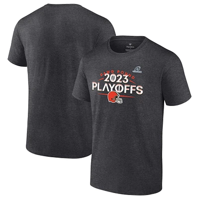 Men's Fanatics Heather Charcoal Cleveland Browns 2023 NFL Playoffs T-Shirt