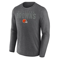 Men's Fanatics  Heather Charcoal Cleveland Browns Blackout Long Sleeve T-Shirt