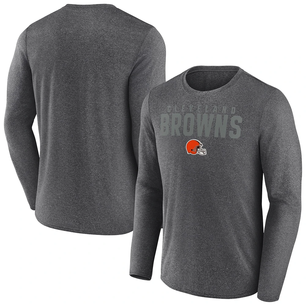 Men's Fanatics  Heather Charcoal Cleveland Browns Blackout Long Sleeve T-Shirt