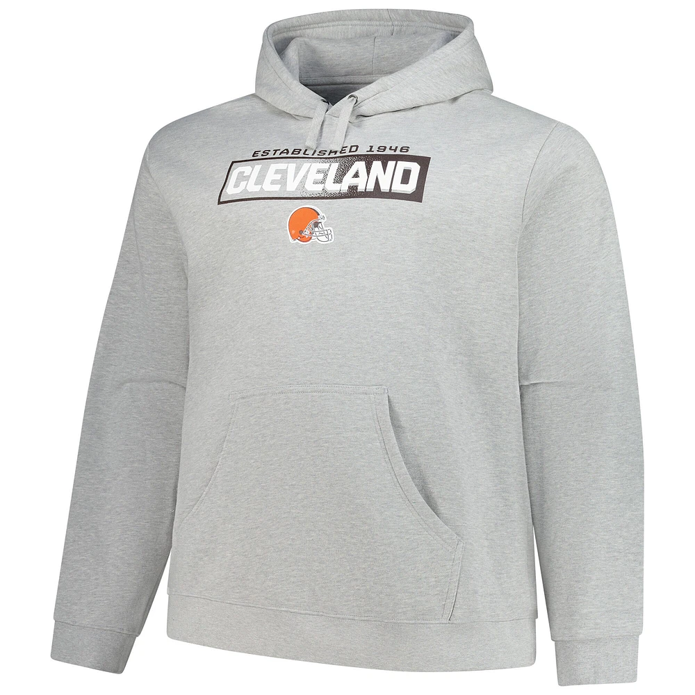 Sweat à capuche Fanatics Heather Gray Cleveland Browns Big & Tall Down the Field pour hommes