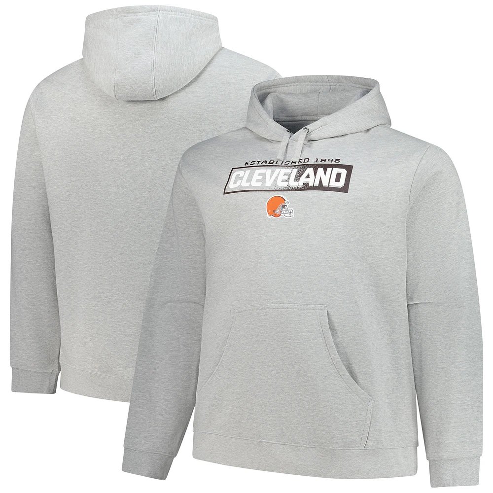 Sweat à capuche Fanatics Heather Gray Cleveland Browns Big & Tall Down the Field pour hommes