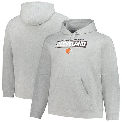 Sweat à capuche Fanatics Heather Gray Cleveland Browns Big & Tall Down the Field pour hommes