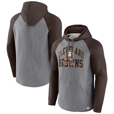 Sweat à capuche enfiler raglan préféré des Cleveland Browns Fanatics Heather Grey pour hommes