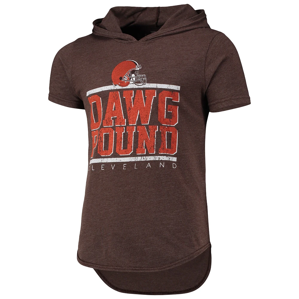 T-shirt à capuche en trois mélanges pour homme Fanatics Branded Heathered Brown Cleveland Browns Field Goal