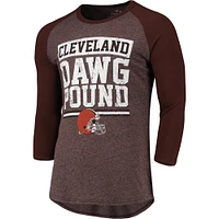 T-shirt à manches 3/4 Pastime Raglan des Cleveland Browns Fanatics pour hommes, marron chiné