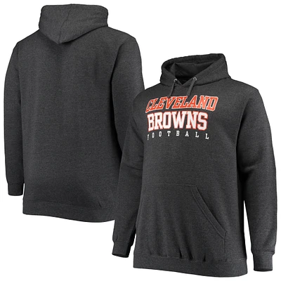 Chandail à capuche Fanatics Heathered Charcoal Cleveland Browns pour hommes Big & Tall Practice