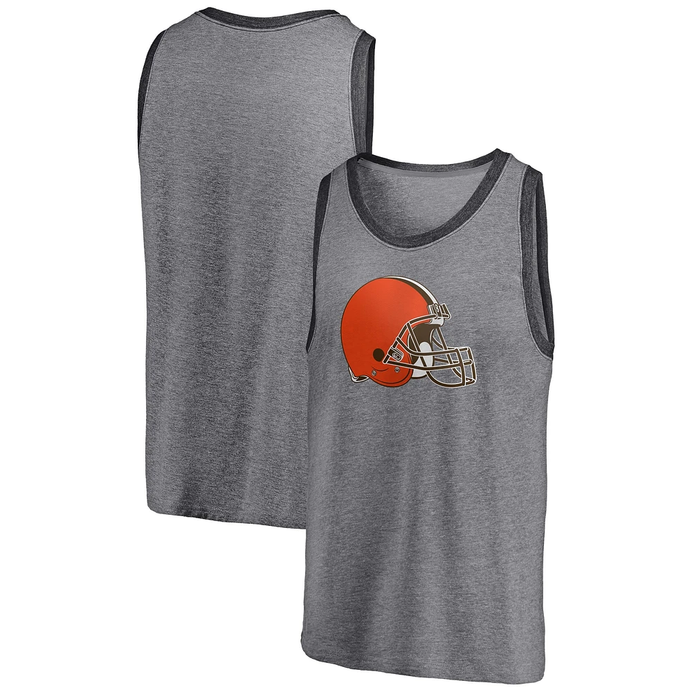 Men's Fanatics Heathered Gray/Heathered Charcoal Cleveland Browns Famous Tri-Blend Tank Top