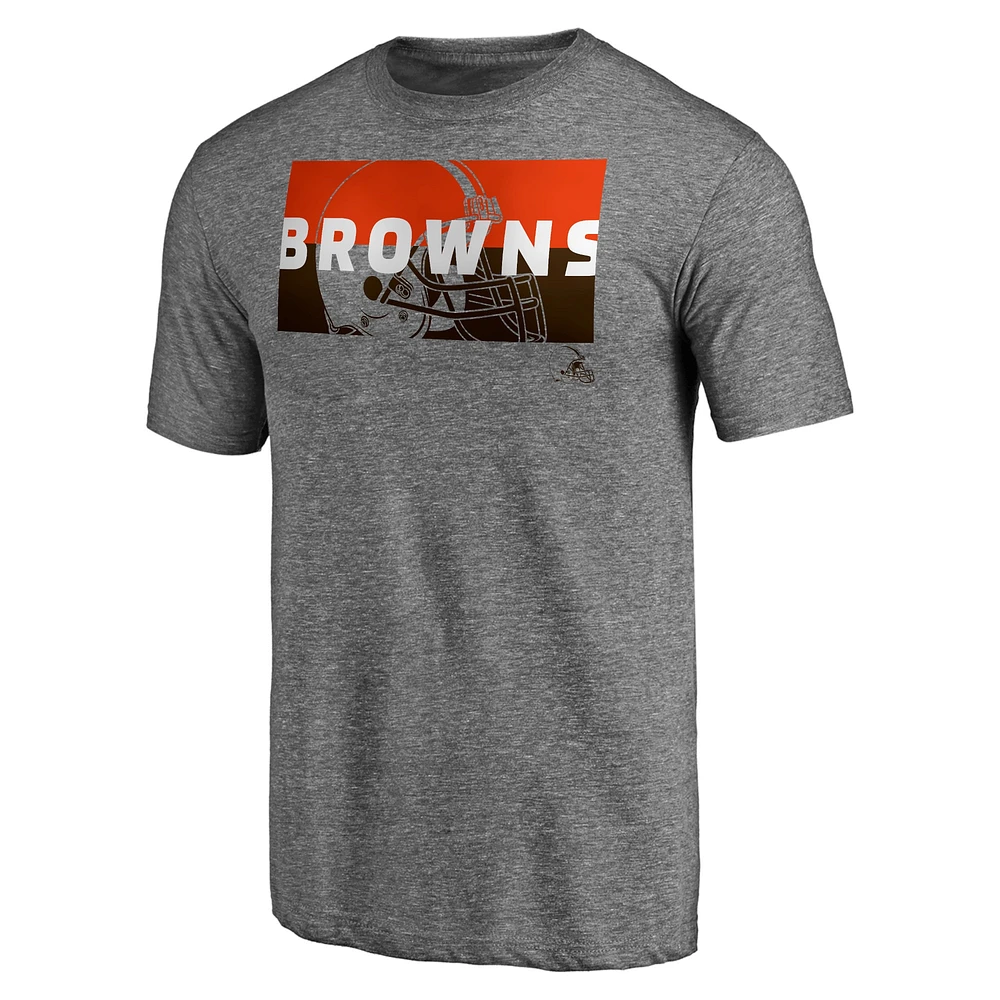 Men's Fanatics Heathered Gray Cleveland Browns Block Party Square Off Tri-Blend T-Shirt