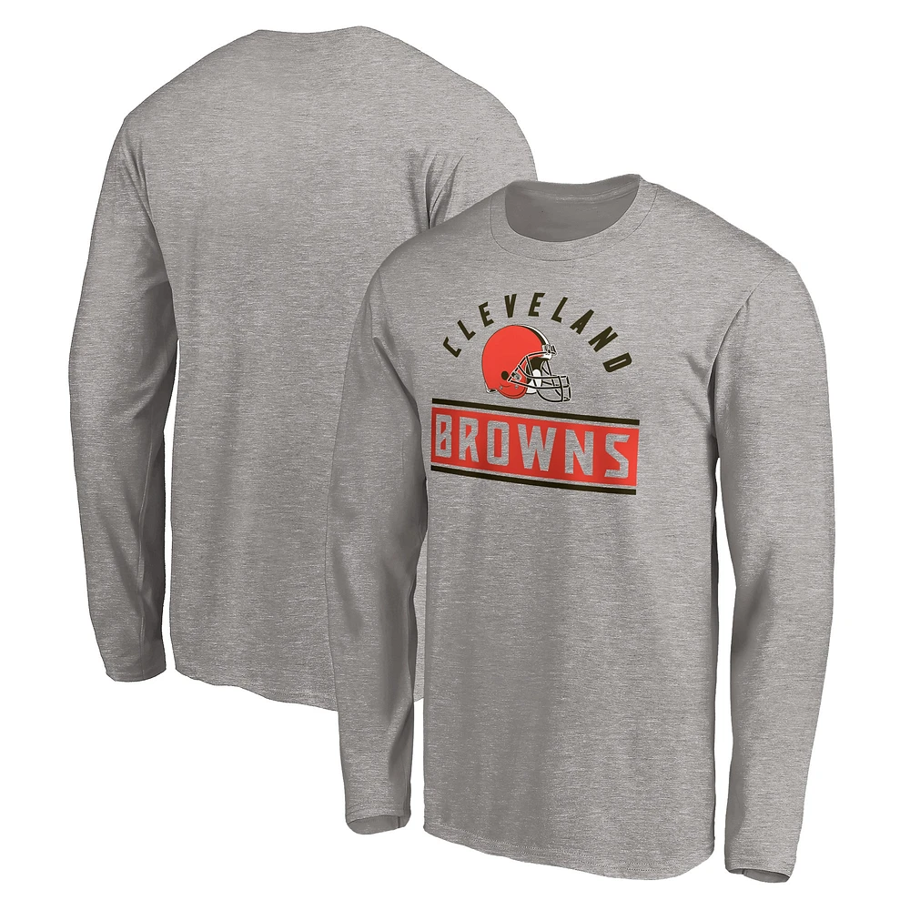 T-shirt à manches longues Fanatics Heathered Grey Cleveland Browns Team Arc Knockout pour hommes